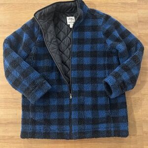 Lands End Blake Shelton Mens L Buffalo Plaid Fleece Lined Sherpa Quilted Jacket